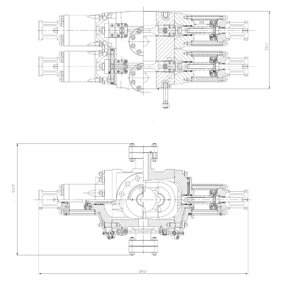 11 inch 5000 PSI Double Ram BOP assembly drawing with dimensions