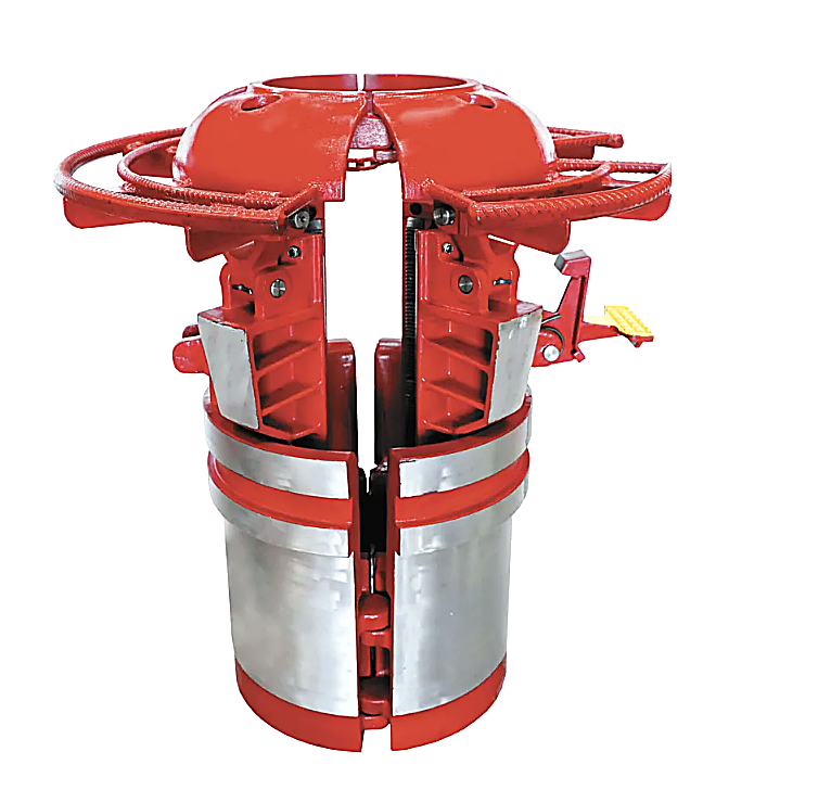 CAMTOP Power Slips — hydraulic drill pipe slips with red housing and slip assembly for oilfield drilling rigs