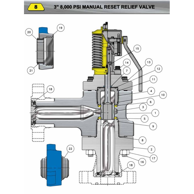 CAMTOP 3″ 8,000 PSI Manual Reset Relief Valve Parts & Rep — oilfield drilling equipment product image