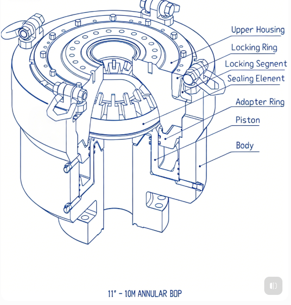 FH28-70 11-inch 10,000 PSI Annular BOP Assembly Drawing — CAMTOP