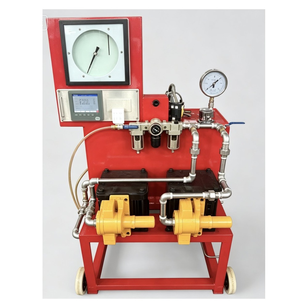 CAMTOP Portable BOP Testing Unit — API 16D mobile pressure test pump with twin pneumatic pumps, circular chart pressure recorder and digital data logger, wheeled frame for field deployment, wellhead BOP stack pressure testing