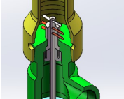 CAMTOP Pressure Relief Valve 3D Cross-Section Diagram Showing Shear Pin Stem Piston and NPT Threaded Valve Body Assembly