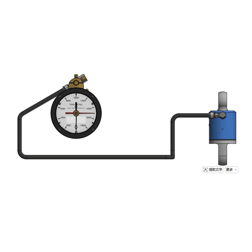 CAMTOP 6 Inch Tong Line Pull Indicator with 4.08 SQ.IN. Tension Cylinder — hydraulic dial gauge with 0-18000 lbs scale, blue tension cylinder and mounting bracket assembly for monitoring tong line-pull in real-time