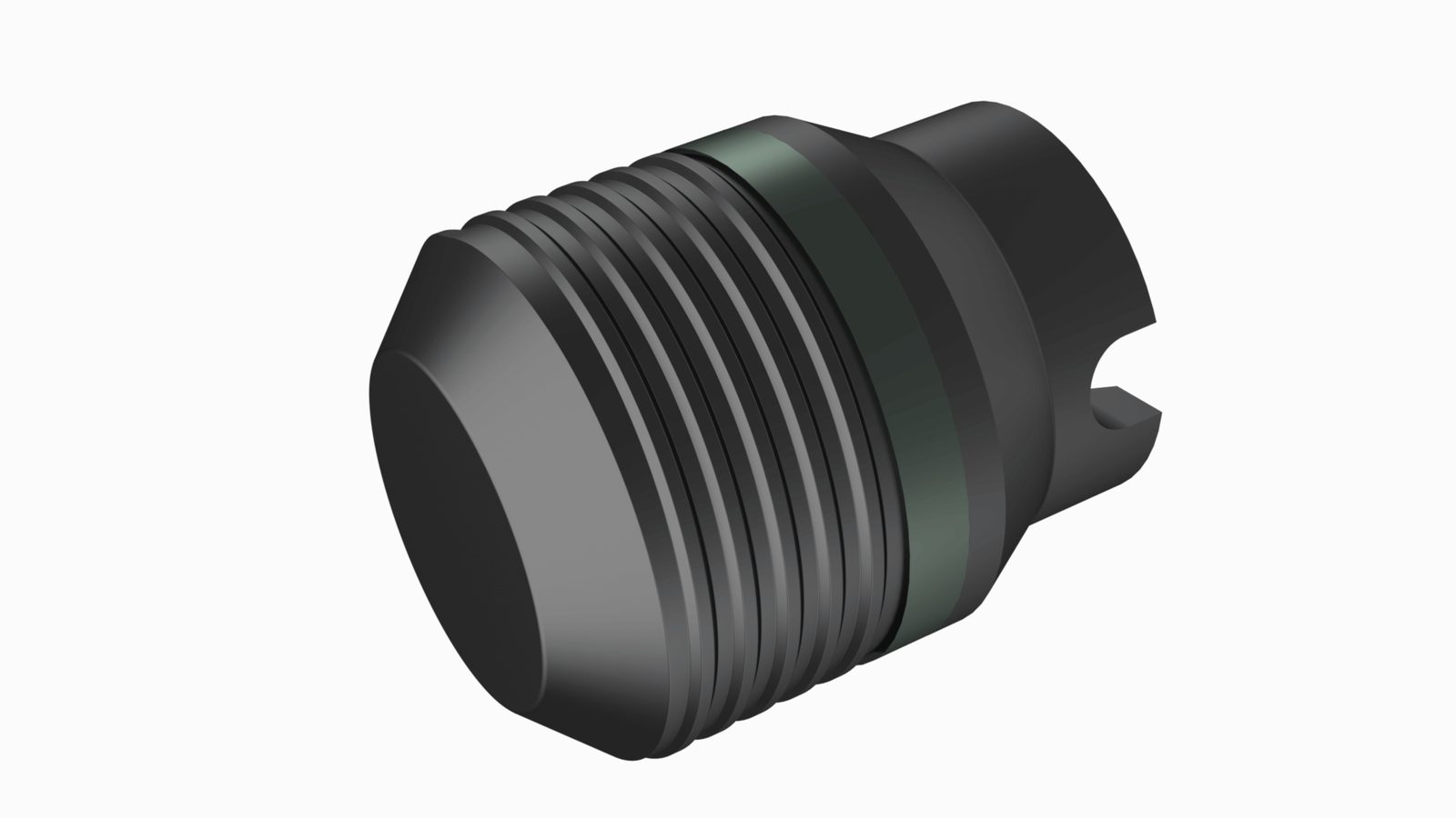 CAMTOP Type H solid test plug CAD rendering — 17-4 PH QPQ nitride plug with Viton seal for testing tubing hangers and wellhead equipment