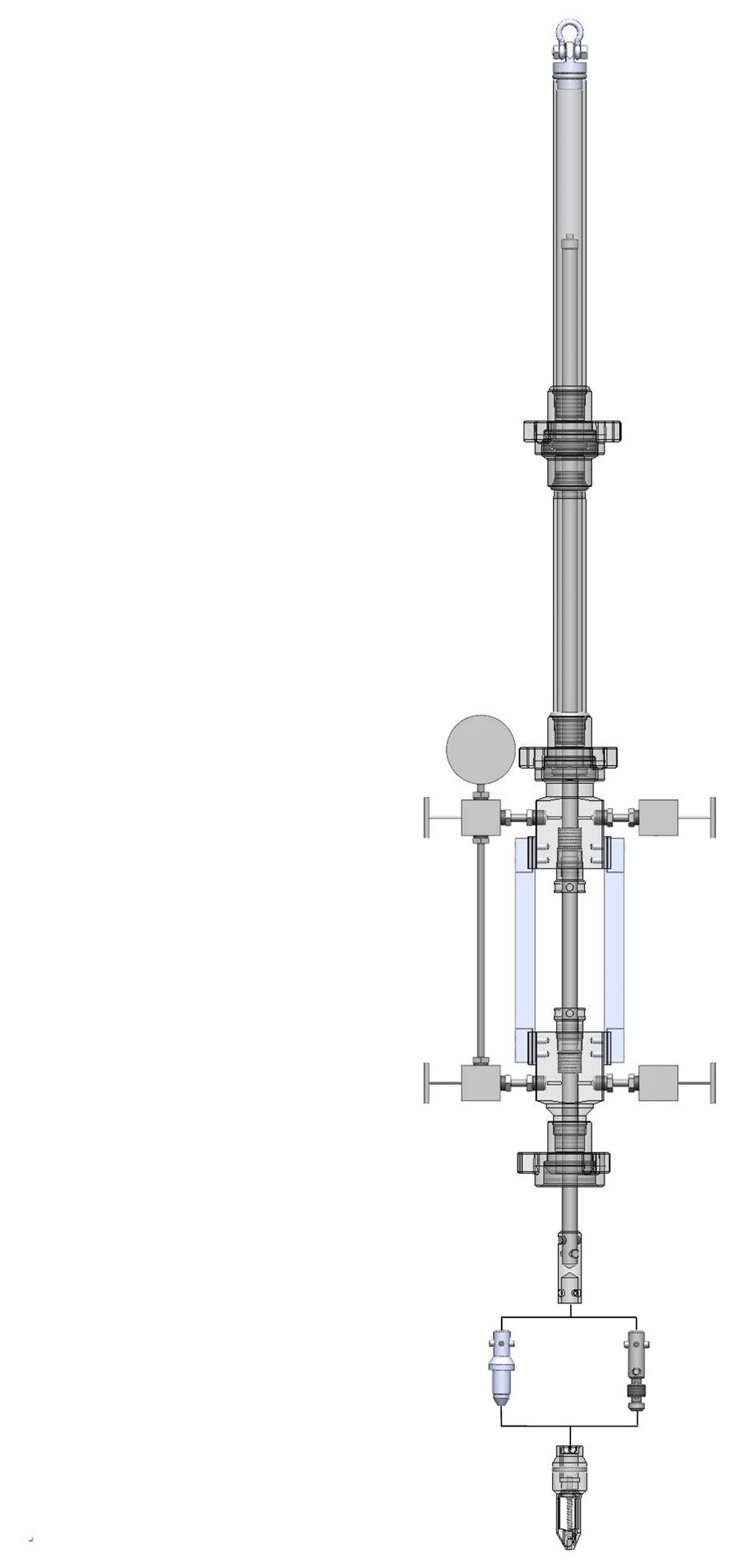 CAMTOP Type H BPV lubricator schematic drawing — vertical section showing lifting bail, polished rod, packing gland assembly, central window section, gauge and bottom back pressure valve tool string